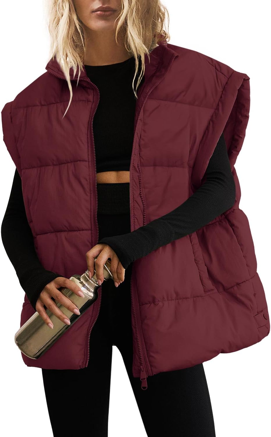 SENSERISE Womens Oversized Puffer Vest Quilted Vest
